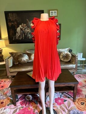 AMUR Mimi Ruffled Pleated Mini Dress